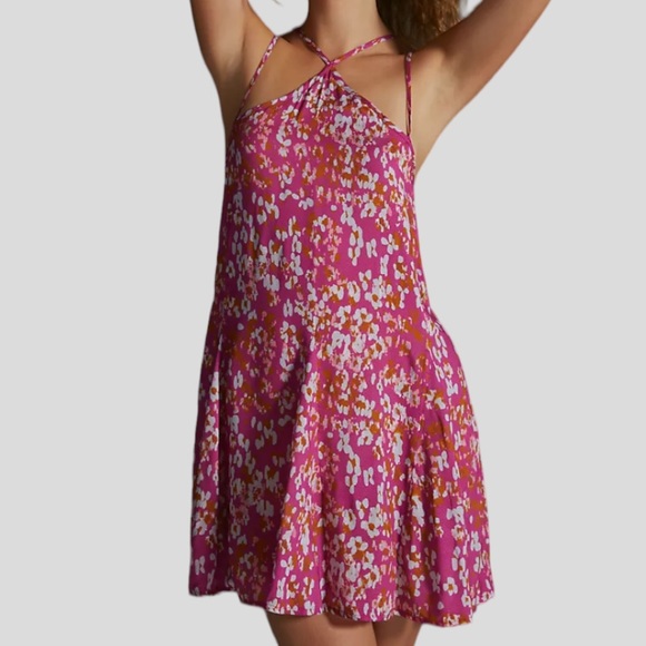 Anthropologie Sheer Floral Print Mini Dress Size S - Picture 2 of 10
